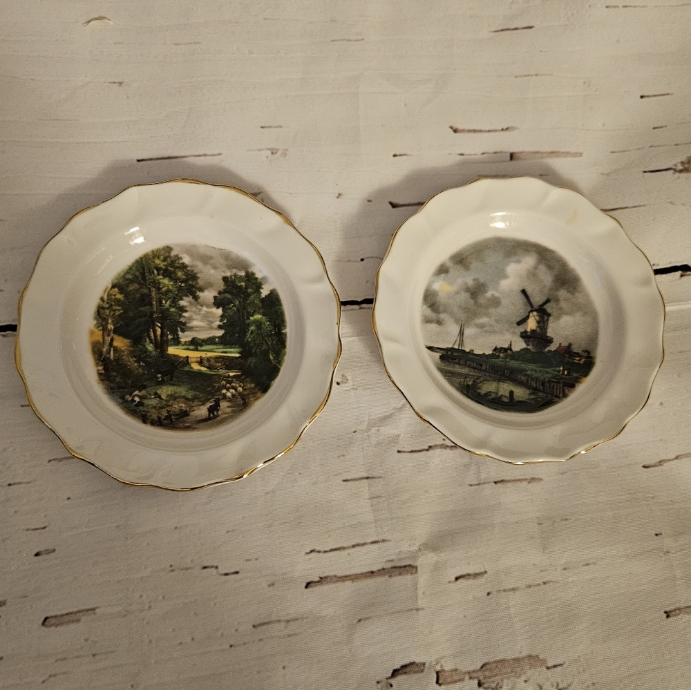Vintage Dutchess Bone China Set of Two Small Senery Plates